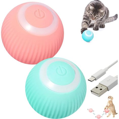 Balle interactive intelligente à roulement automatique pour animaux de compagnie, idéale pour une utilisation en intérieur - Rose et bleue - Yux (1/5)