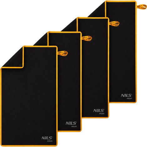 Asciugamano in microfibra 180x100 cm, nero-arancione, confezione da 4 (1/5)