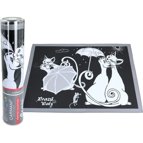 Tischset – Katzenwelt, Katzen unter einem Regenschirm (schwarzer Hintergrund) (carmani) (1/2)