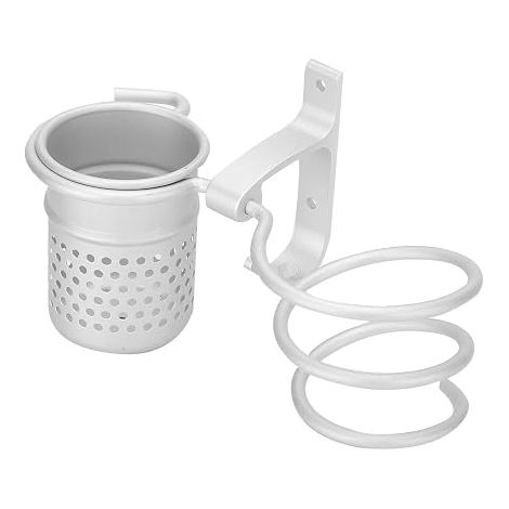 CSPARKV (Silver)2 in 1 Wall Mounted Hair Dryer Holder Aluminum Hanging Hair Dryer Rack with Hair Accessories Organizer and Hook for Bathroom (1/4)