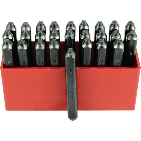Jeu de 26 caractères à frapper à boule - 5 mm