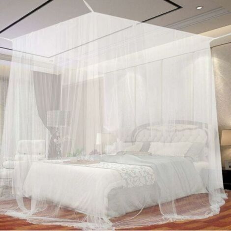 1pc White 190 x 210 x 240cm Bed Mosquito Net, Large Square Mosquito Net for Extra Large Bed, Indoor and Outdoor Canopy Mosquito Net for Single and Double Beds (1/4)