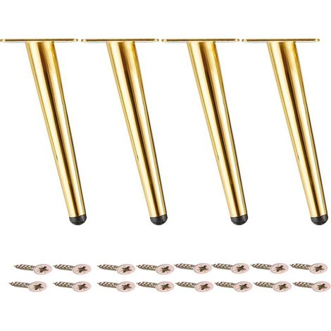 Pieds de table en métal, pieds de canapé inclinés, pour régler la hauteur de la table, doré, lot de 4, 25 cm (1/5)
