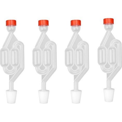 4 tubos de fermentación, con cierre hermético y tapones de goma, ideales para elaborar cerveza, vino y fermentar encurtidos. (1/4)