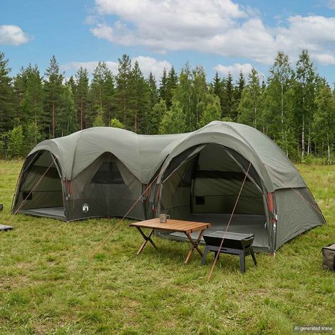 vidaXL Tente familiale avec auvent imperméable 5 personne Vert armée (1/5)