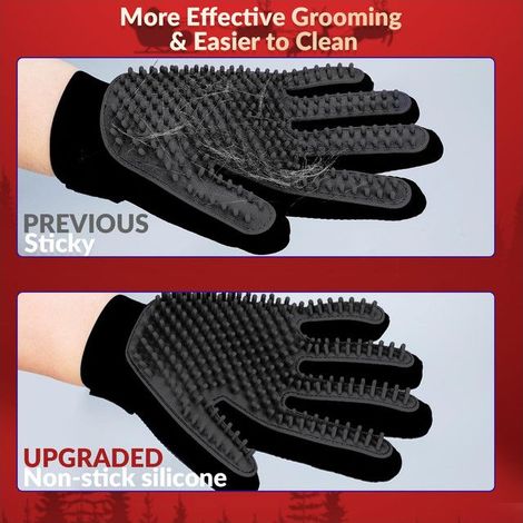 Gants de toilettage pour animaux avec peigne à cinq doigts et brosse de massage, adaptés aux chiens et aux chats. (1/5)