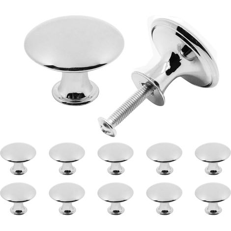 Lot de 10 poignées de meubles, boutons de porte en acier inoxydable, poignées de tiroir, style rétro moderne, convient aux armoires, tiroirs et meubles, couleur argent, 30 mm x 30 mm x 21 mm (1/5)