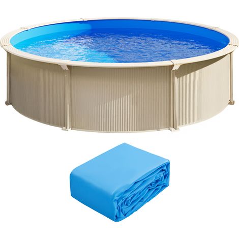 Mophorn Revêtement pour Piscine Ronde, 460x120 cm, Doublure Vinyle Style Unibead, Résistant à l'Usure, Maintien de l'Eau, pour Piscines Hors Sol de 120 cm de Hauteur, Couleur Unie