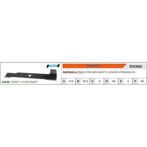 Lama SIMPLICITY trattorino tagliaerba rasaerba tosaerba baron R303966