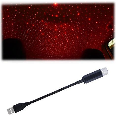 Veilleuse étoilée pour toit de voiture, lampe intérieure portable USB flexible, projecteur LED romantique à rotation automatique, activé par la respiration et le son (rouge) (1/5)