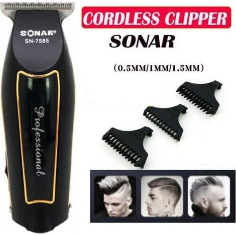 RASOIO ELETTRICO REGOLA BARBA TAGLIA CAPELLI BATTERIA RICARICABILE 3PETTINI 7585