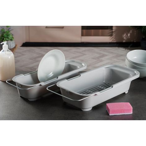 Scolatutto scolapiatti scolastoviglie da lavello in plastica 45 x 17 x 9,5 cm (1/2)