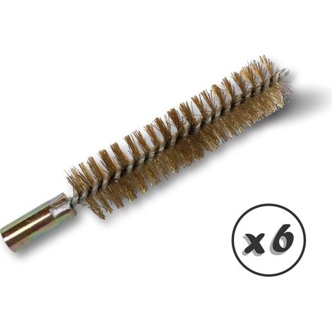 Ecouvillon LAITON Condenseur Lot de 6 Ø 18 mm Raccord laiton taraudé M6 femelle Torsade en acier galvanisé Brosse nettoyage Kibros 4TCL18x6