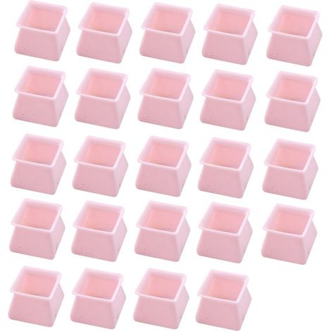 Lot de 24 protections carrées en silicone pour pieds de table et de chaise - Rose (1/5)