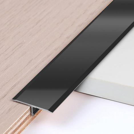 Stück Aluminium-T-Profile, 0,9 m × 2 cm, Metall-T-Profile für Bodenübergänge zwischen Schwellen, Fliesen, Holzböden und Teppichen, Schwarz