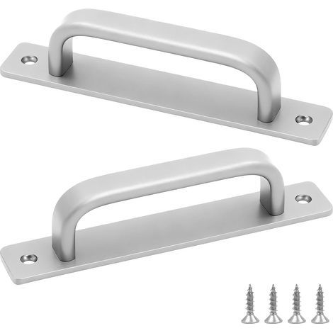 Poignée de meuble argentée 180 mm - Lot de 2 avec vis pour portes coulissantes (1/5)