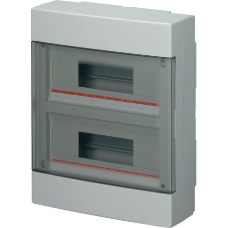 Centralino da parete, 24 (2x12) moduli, con morsettiera 6x10mm, grigio, IP40, sportello reversibile fumè - Elettrocanali EC60012E (1/2)