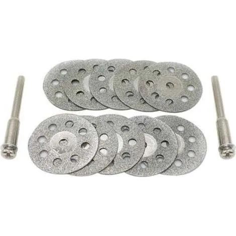 Ensemble de 10 disques de coupe diamantés, disques de coupe diamantés de 30 mm, avec 8 trous, disques de coupe diamantés avec 2 mandrins, mini disques de coupe adaptés aux outils rotatifs. (1/3)