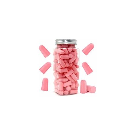 Bouchons d'oreilles en mousse souple, 38 dB, SNR le plus élevé, 60 paires de bouchons d'oreilles réutilisables confortables pour dormir, ronflement, étudier (rose) (1/5)