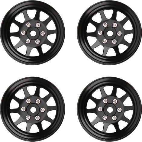 Schwarze Beadlock-Felge aus Metall für Axial SCX10 AXI03007 90046, RC-Zubehör (1/5)