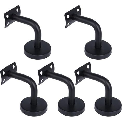 Lot de 5 supports de main courante en acier inoxydable noir,  rampes d'escalier, support de 60 x 60 mm