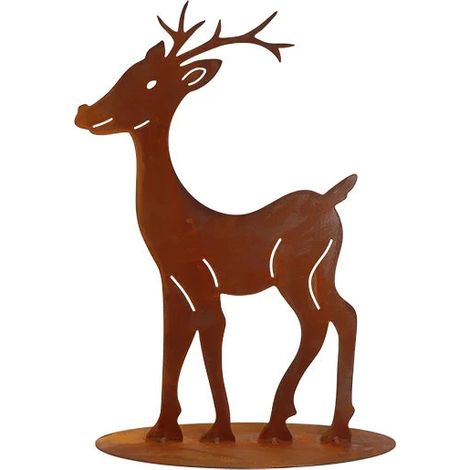 Renne de Noël Décoratif en Métal à Effet Rouille, Figurine de Jardin Vintage, Hauteur 30-50 cm - PANGIVO