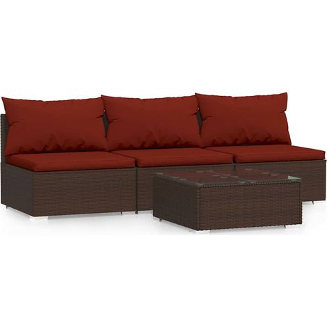 Maison Exclusive - 4-tlg. Garten-Lounge-Set mit Kissen Braun Poly (1/5)