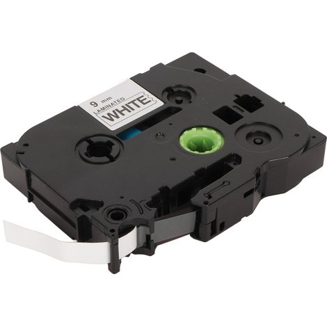 Étiquettes autocollantes KZE-221 9 mm x 8 m, compatibles avec les imprimantes Brother, fond blanc et texte noir (1/5)