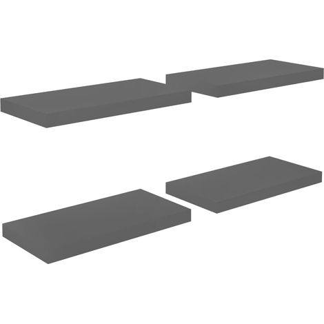 Scaffali a Parete 4 pz Grigio Lucido 50x23x3,8 cm in MDF vidaXL (1/5)