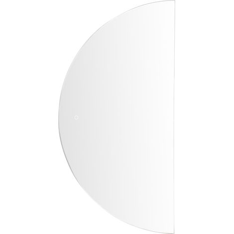 Espejo de pared LED moderno contemporáneo semicircular para colgar dormitorio baño 60 x 120 cm plateado Loue
