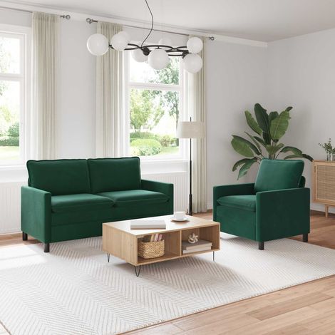 Juego de Sofá 2 pcs Verde oscuro Terciopelo