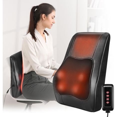 Masseur de Dos Shiatsu avec Chaleur, Coussin Massage avec 8 Nœuds et 3 Vitesses Réglable, masseur électrique dos avec tête de massage 3D, pour Cou, Pieds, Cervical la relaxation musculaire (1/5)