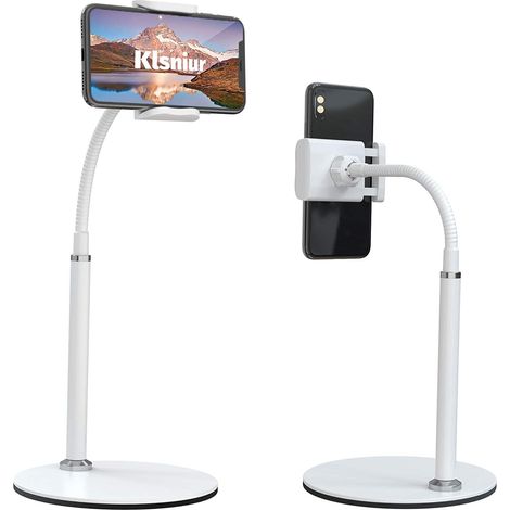 Support pour téléphone portable réglable, compatible iPhone 12-7 et Samsung S20/S10, 3,5 à 6,5 pouces, blanc. (1/5)