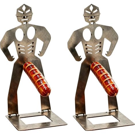 Set of 2 stainless steel sausage holders for barbecues and hot dogs, outdoor cooking equipment for barbecues, picnics, camping, and campfires