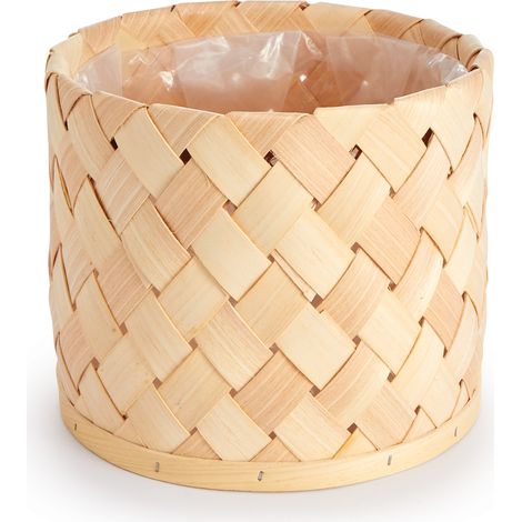 Paco Home Maceta Sobretiesto Grande Jardinera Interior Tiesto Juego Cesto Madera trenzada Natura, 3pcs Set / Design 5
