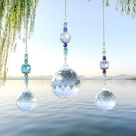 Lot de 3 Pendentifs D├ęcoratifs: Attrape-Soleil Arc-en-Ciel, Boule de Cristal Prisme, Pendentif Kristal pour la Maison (1/5)