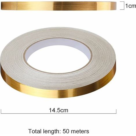 Ruban adhésif Carrelage Autocollante Ruban Adhésif Décoratif,Étanche Joint Ligne Bande,pour Sols, Murs, Plafonds,Portes et Fenêtres,Home Déco (2(1cm50m),Or) (1/4)