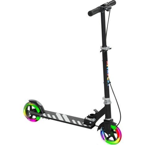 Trottinette pour enfants, pliable, avec repose-pieds, noir, pour maison et usage quotidien, double frein, 3 à 8 ans, cadre métallique