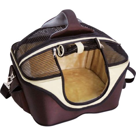 Sac 2en1, Sac de transport et panier de couchage pour chien et chat, Sac bandoulière pour animal de compagnie, Sac de transport sécurisé, Taille S, Charge Maximum 12 kg (1/5)
