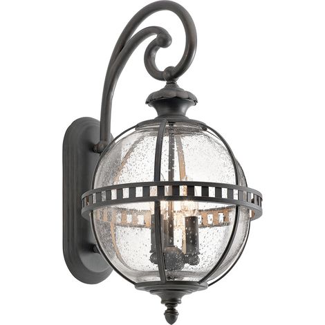 Elstead Halleron - Lanterna Globo da Parete 3 Luci Grigio Chiaro IP44, E14