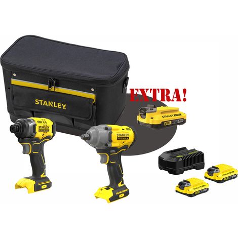 Kit Avvitatore ad impulsi a batteria 18V V20 SFMCF810B + Avvitatore ad impulsi a batteria 18V V20 attacco 1/2" SFMCF920B + Set energia + EXTRA OMAGGI FATMAXB. STANLEYB.