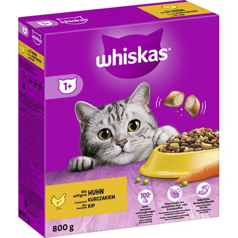 WHISKAS Karton Trocken 1+ mit Huhn 800g (1/2)