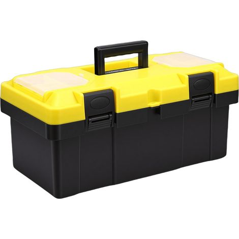 19-inch Tool Box, Lockable Removable Tray Tool Storage Bin with Lid and Handle for Trucks (1/5)