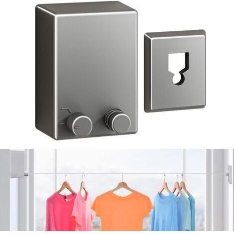 BUNTHAUS Corde à Linge Rétractable pour Balcon, 4,2M Acier Inoxydable Fil à Linge Rétractable Extérieur Intérieur Mural, Étendoir à Linge Fil Rétractable, Corde à Linge Murale Intérieur