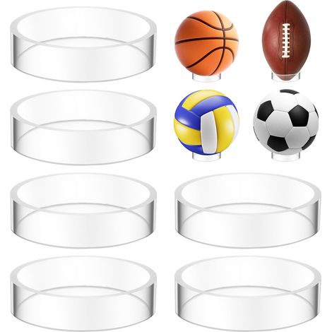 Lot de 6 présentoirs ronds en plastique transparent de 6,6 cm pour ballons de football, basket-ball, volley-ball, softball (1/5)