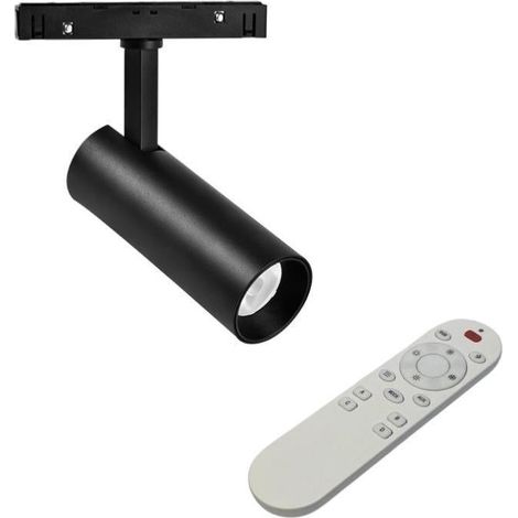 Kit Spot LED sur Rail Magnétique 48V 12W Orientable Noir + Télécommande - Blanc Chaud  - SILUMEN