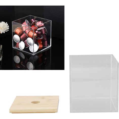 Boîte de rangement transparente pour capsules de café avec couvercle, boîte carrée pour capsules de café. (1/5)