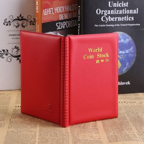 Nouveau classeur de rangement pour pièces du monde entier, 120 pochettes, 10 pages, rouge.
