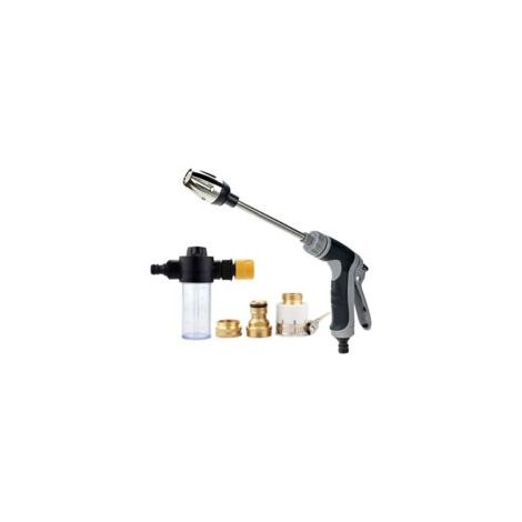 Turbowasher, boquillas de pulverización de alta resistencia para manguera de jardín, pulverizador metálico ajustable, boquilla de alta resistencia para césped y jardín, lavado de coches y riego con mú