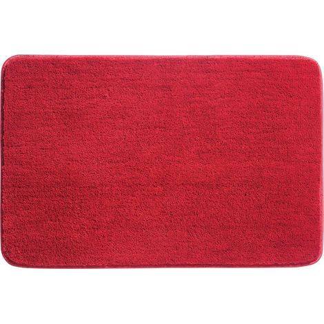 Tapis de Bain, Antidérapant Tapis Salle de Bain Épaissi Tapis Sortie de Douche Absorbant Tapis de Sol Ultra Doux en Microfibre, Rouge, 80 x 120cm (1/4)